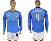 Wholesale Cheap Italy #4 Darmian Blue Home Long Sleeves Soccer Country Jersey