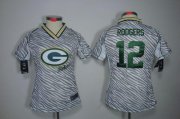 Wholesale Cheap Nike Packers #12 Aaron Rodgers Zebra Women's Stitched NFL Elite Jersey