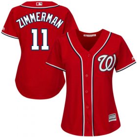 Wholesale Cheap Nationals #11 Ryan Zimmerman Red Alternate Women\'s Stitched MLB Jersey