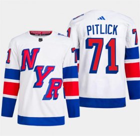 Cheap Men\'s New York Rangers #71 Tyler Pitlick White 2024 Stadium Series Stitched Jersey