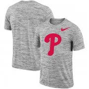 Wholesale Cheap Philadelphia Phillies Nike Heathered Black Sideline Legend Velocity Travel Performance T-Shirt