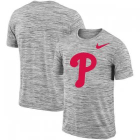Wholesale Cheap Philadelphia Phillies Nike Heathered Black Sideline Legend Velocity Travel Performance T-Shirt