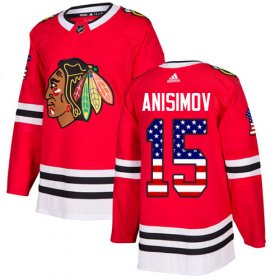 Wholesale Cheap Adidas Blackhawks #15 Artem Anisimov Red Home Authentic USA Flag Stitched NHL Jersey