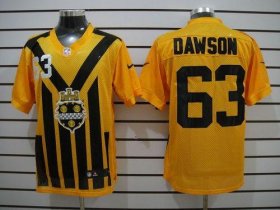 Wholesale Cheap Nike Steelers #63 Dermontti Dawson Gold 1933s Throwback Men\'s Stitched NFL Elite Jersey