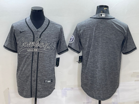 Wholesale Cheap Men\'s Dallas Cowboys Blank Grey Gridiron Cool Base Stitched Baseball Jersey