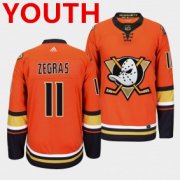 Wholesale Cheap Youth Anaheim Ducks #11 Trevor Zegras Orange Authentic Adidas Jersey