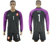 Wholesale Cheap Holland #1 Zoet Black Goalkeeper Long Sleeves Soccer Country Jersey