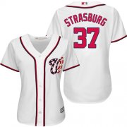 Wholesale Cheap Nationals #37 Stephen Strasburg White Women's Fashion Stitched MLB Jersey