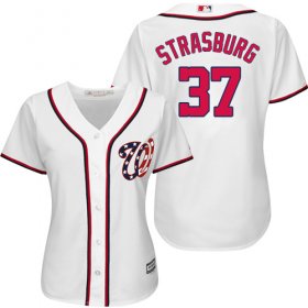 Wholesale Cheap Nationals #37 Stephen Strasburg White Women\'s Fashion Stitched MLB Jersey