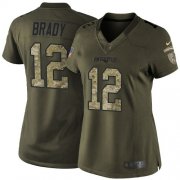 Wholesale Cheap Nike Patriots #12 Tom Brady Green Women's Stitched NFL Limited 2015 Salute to Service Jersey