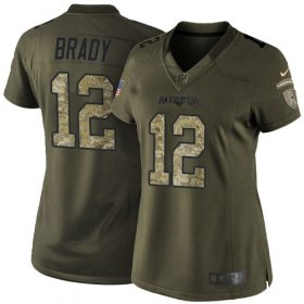 Wholesale Cheap Nike Patriots #12 Tom Brady Green Women\'s Stitched NFL Limited 2015 Salute to Service Jersey