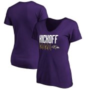 Wholesale Cheap Baltimore Ravens Fanatics Branded Women's Kickoff 2020 V-Neck T-Shirt Purple