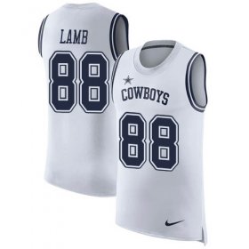Wholesale Cheap Nike Cowboys #88 CeeDee Lamb White Men\'s Stitched NFL Limited Rush Tank Top Jersey