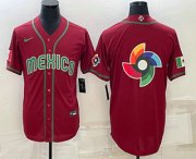 Cheap Men's Mexico Baseball 2023 Red World Baseball Big Logo Classic Stitched Jerseys