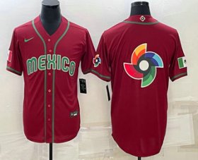 Cheap Men\'s Mexico Baseball 2023 Red World Baseball Big Logo Classic Stitched Jerseys