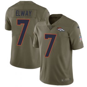 Wholesale Cheap Nike Broncos #7 John Elway Olive Youth Stitched NFL Limited 2017 Salute to Service Jersey