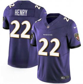 Cheap Men\'s Baltimore Ravens #22 Derrick Henry Purple 2023 F.U.S.E. Vapor Limited Football Stitched Jersey