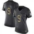 Wholesale Cheap Nike Lions #9 Matthew Stafford Black Women's Stitched NFL Limited 2016 Salute to Service Jersey