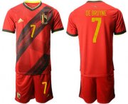Wholesale Cheap Belgium 7 DE BRUYNE Home UEFA Euro 2020 Soccer Jersey