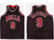 Cheap Men's Chicago Bulls #9 Ron Harper Black Pinstriped Jersey