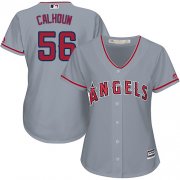Wholesale Cheap Angels #56 Kole Calhoun Grey Road Women's Stitched MLB Jersey