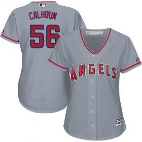 Wholesale Cheap Angels #56 Kole Calhoun Grey Road Women\'s Stitched MLB Jersey