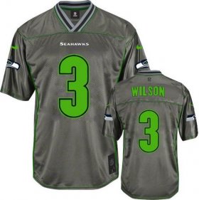 Wholesale Cheap Nike Seahawks #3 Russell Wilson Grey Youth Stitched NFL Elite Vapor Jersey
