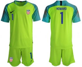 Wholesale Cheap USA #1 Howard Shiny Green Goalkeeper Soccer Country Jersey