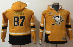 Wholesale Cheap Penguins #87 Sidney Crosby Yellow Youth Name & Number Pullover NHL Hoodie