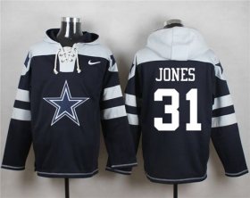 Wholesale Cheap Nike Cowboys #31 Byron Jones Navy Blue Player Pullover NFL Hoodie