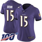 Wholesale Cheap Nike Ravens #15 Marquise Brown Purple Team Color Women's Stitched NFL 100th Season Vapor Limited Jersey