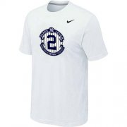 Wholesale Cheap Nike New York Yankees #2 Derek Jeter Official Final Season Commemorative Logo T-Shirt White