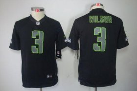 Wholesale Cheap Nike Seahawks #3 Russell Wilson Black Impact Youth Stitched NFL Limited Jersey