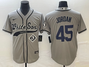 Wholesale Cheap Men's Chicago White Sox #45 Michael Jordan Grey Cool Base Stitched Baseball Jersey