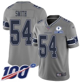 Wholesale Cheap Nike Cowboys #54 Jaylon Smith Gray Men\'s Stitched With Established In 1960 Patch NFL Limited Inverted Legend 100th Season Jersey