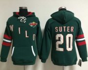 Wholesale Cheap Minnesota Wild #20 Ryan Suter Green Women's Old Time Heidi NHL Hoodie