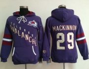 Wholesale Cheap Colorado Avalanche #29 Nathan MacKinnon Purple Women's Old Time Heidi NHL Hoodie