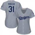Wholesale Cheap Dodgers #31 Mike Piazza Grey Alternate Road Women's Stitched MLB Jersey