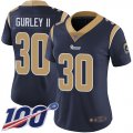 Wholesale Cheap Nike Rams #30 Todd Gurley II Navy Blue Team Color Women's Stitched NFL 100th Season Vapor Limited Jersey