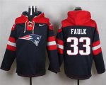 Wholesale Cheap Nike Patriots #33 Kevin Faulk Navy Blue Player Pullover NFL Hoodie