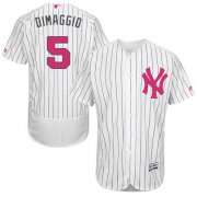Wholesale Cheap Yankees #5 Joe DiMaggio White Strip Flexbase Authentic Collection Mother's Day Stitched MLB Jersey