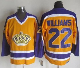 Wholesale Cheap Kings #22 Tiger Williams Yellow/Purple CCM Throwback Stitched NHL Jersey