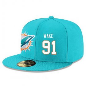 Wholesale Cheap Miami Dolphins #91 Cameron Wake Snapback Cap NFL Player Aqua Green with White Number Stitched Hat