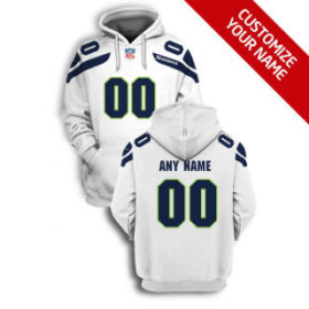 Wholesale Cheap Men\'s Seattle Seahawks Active Player White Custom 2021 Pullover Hoodie