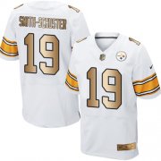 Wholesale Cheap Nike Steelers #19 JuJu Smith-Schuster White Men's Stitched NFL Elite Gold Jersey