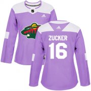 Wholesale Cheap Adidas Wild #16 Jason Zucker Purple Authentic Fights Cancer Women's Stitched NHL Jersey