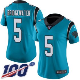 Wholesale Cheap Nike Panthers #5 Teddy Bridgewater Blue Women\'s Stitched NFL Limited Rush 100th Season Jersey