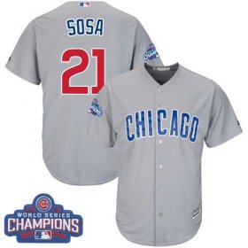 Wholesale Cheap Cubs #21 Sammy Sosa Grey Road 2016 World Series Champions Stitched Youth MLB Jersey