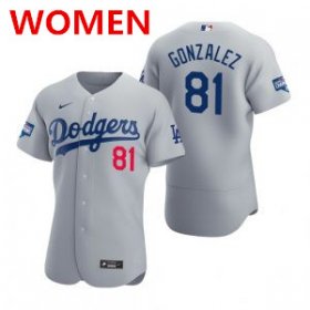 Wholesale Cheap Women\'s los angeles dodgers #81 victor gonzalez gray 2020 world series champions jersey
