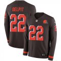Wholesale Cheap Nike Browns #22 Grant Delpit Brown Team Color Men's Stitched NFL Limited Therma Long Sleeve Jersey